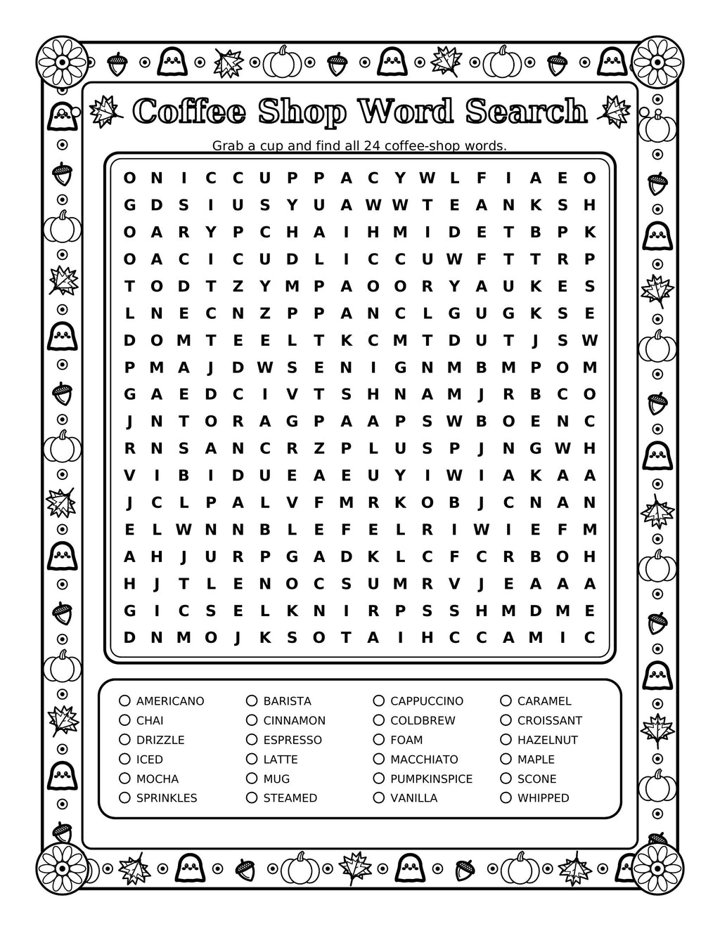 Fall Ghost Cutie Coloring Book