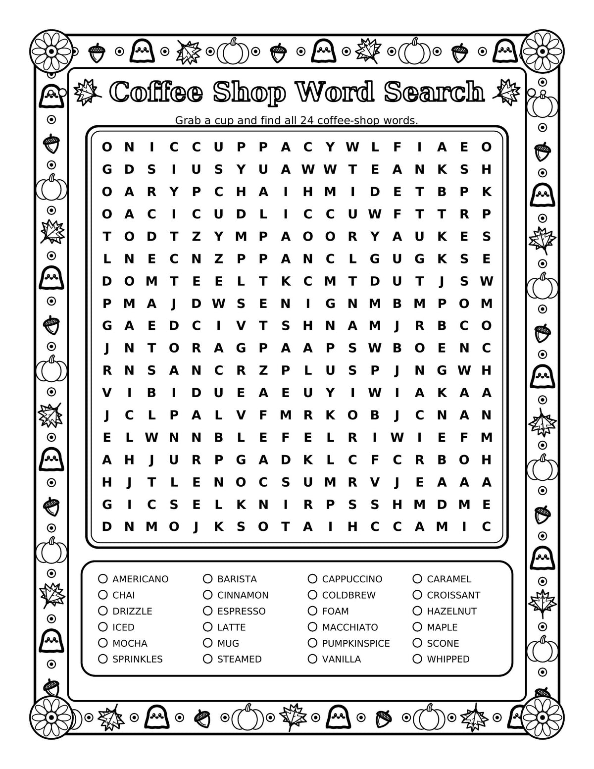 Fall Ghost Cutie Coloring Book